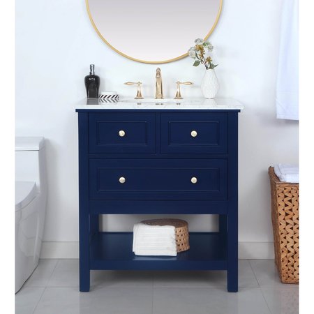 Elegant Decor 30 Inch Single Bathroom Vanity In Blue VF27030BL